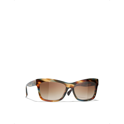 Pre-owned Chanel Womens Brown Ch5496b Rectangle-frame Tortoiseshell Acetate Sunglasses