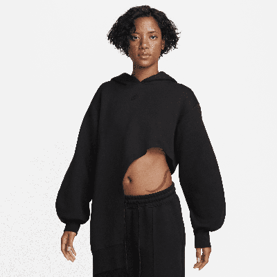 Shop Nike Women's  Sportswear Tech Fleece Oversized Asymmetrical Hoodie In Black