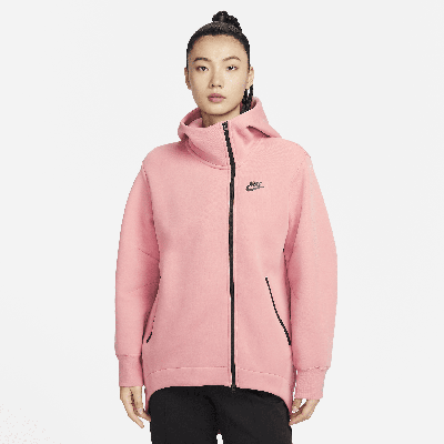 Shop Nike Women's  Sportswear Tech Fleece Oversized Full-zip Hoodie Cape In Pink
