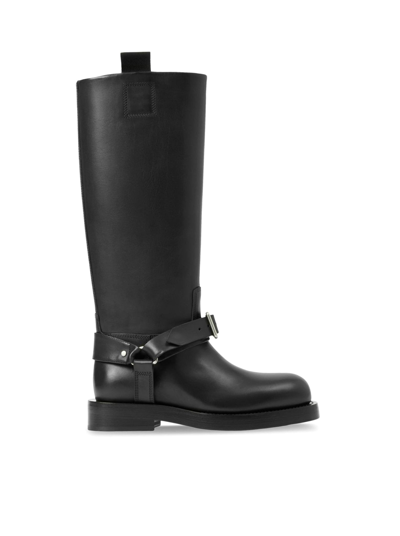 Shop Burberry Womens Boots Lf Saddle High In Black