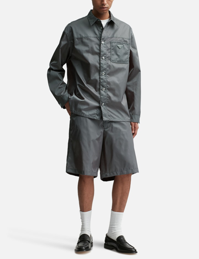 Shop Prada Re-nylon Shorts In Grey