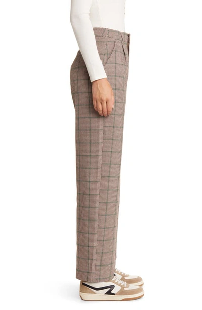 Shop Brixton Victory Houndstooth Trousers In Sesame/ Seal Brown