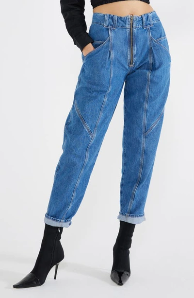 Shop Etica Zoya Seamed Ankle Taper Utility Jeans In Fall Breeze