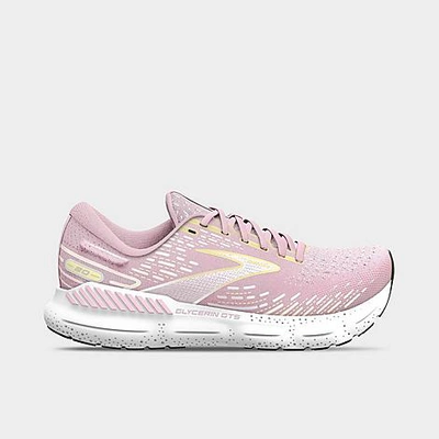 Shop Brooks Women's Glycerin Gts 20 Running Shoes In Pink/yellow/white