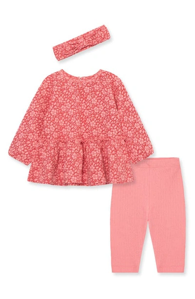Shop Little Me Floral Tunic, Headband & Leggings Set In Pink