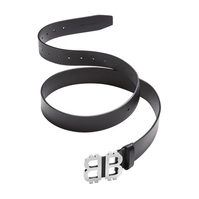 Shop Balenciaga Crypto Bb Belt In Black