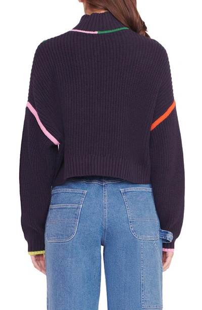Staud Cropped Hampton Sweater In Navy Multi In Navy Multi