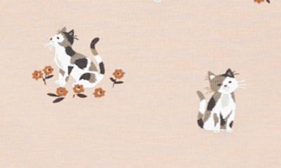 Shop Petit Lem Kids' Kitten Fitted Organic Cotton Two-piece Pajamas In Light Pink