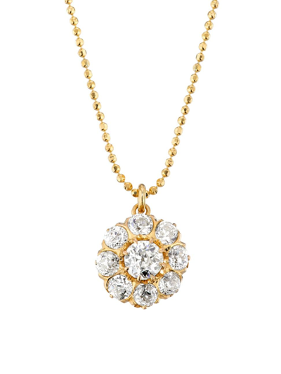 Shop Renee Lewis Women's 18k Yellow Gold & 2.5 Tcw Diamond Cluster Pendant Necklace