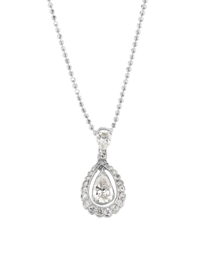 Shop Renee Lewis Women's 18k White Gold & 2.5 Tcw Diamond Teardrop Pendant Necklace