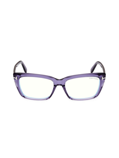 Shop Tom Ford Women's 56mm Blue Block Glasses In Purple