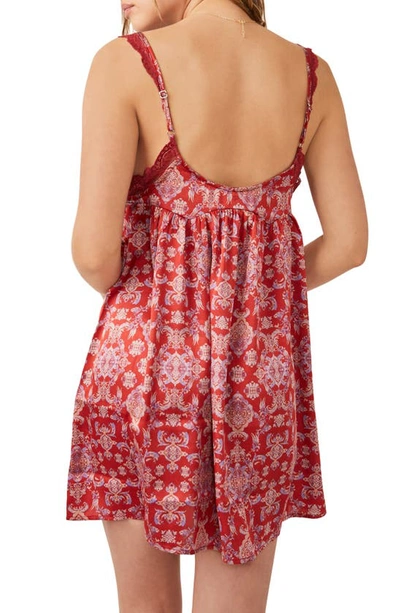 Free People Misty Mornings Nightgown In Red Combo