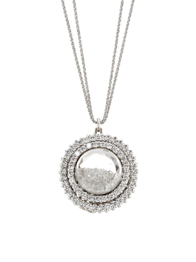 Shop Renee Lewis Women's Shake 18k White Gold & 8.8 Tcw Diamond Halo Pendant Necklace
