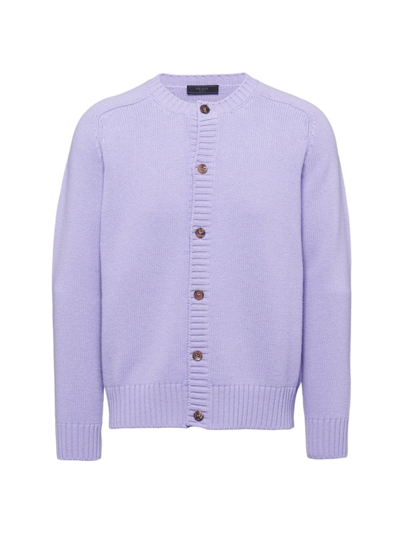 Shop Prada Men's Wool And Cashmere Cardigan In Purple