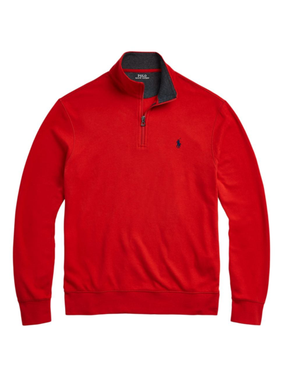 Shop Polo Ralph Lauren Men's Quarter-zip Sweatshirt In Red