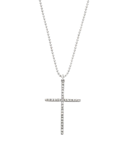 Shop Renee Lewis Women's 18k White Gold & 0.8 Tcw Diamond Cross Pendant Necklace
