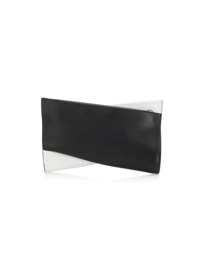 Shop Christian Louboutin Women's Small Loubitwist Two-tone Leather Clutch-on-chain In Black White
