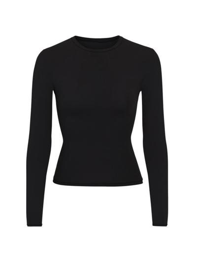 Shop Skims Women's Fits Everybody Long Sleeve Top In Onyx