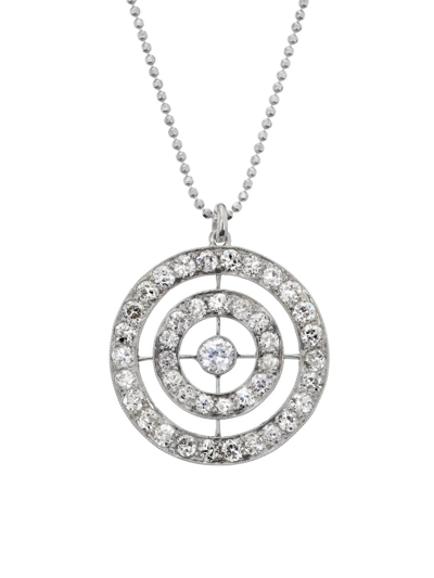 Shop Renee Lewis Women's 18k White Gold & 4 Tcw Diamond Concentric Circle Pendant Necklace