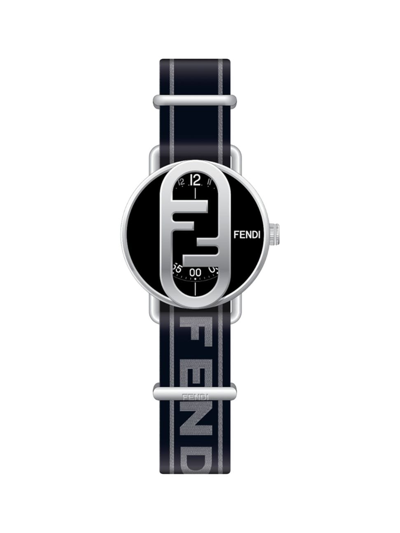 Shop Fendi Men's O'lock Stainless Steel & Jacquard Strap Watch/42mm In Nero Grigio