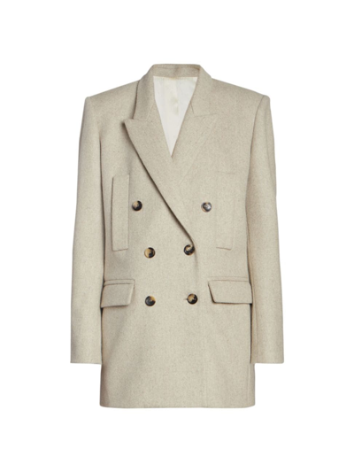 Shop Isabel Marant Women's Floyd Double-breasted Wool Jacket In Sand