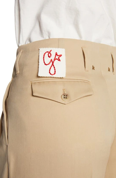 Golden Goose Pleated Wide-leg Wool Pants In Sand