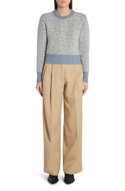 Shop Golden Goose Hollywood Waist Virgin Wool Gabardine Wide Leg Pants In Sand