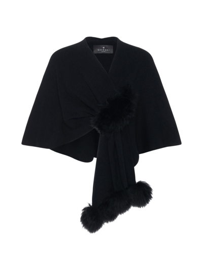Shop Gorski Women's Wool Capelet With Toscana Lamb In Black