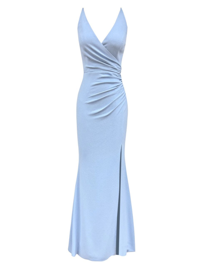 Shop Dress The Population Women's Jordan Sleeveless Ruched Gown In Sky