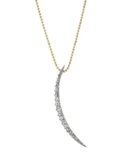 Shop Renee Lewis Women's 18k White Gold & 2 Tcw Diamond Crescent Pendant Necklace