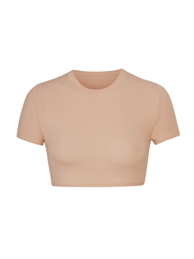 Shop Skims Women's Fits Everybody Super Cropped T-shirt In Clay