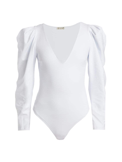 Shop Free People Women's Va Va Voop Puff-sleeve Bodysuit In White