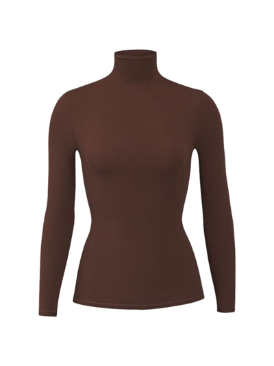 Shop Skims Women's Fits Everybody Turtleneck Top In Cocoa