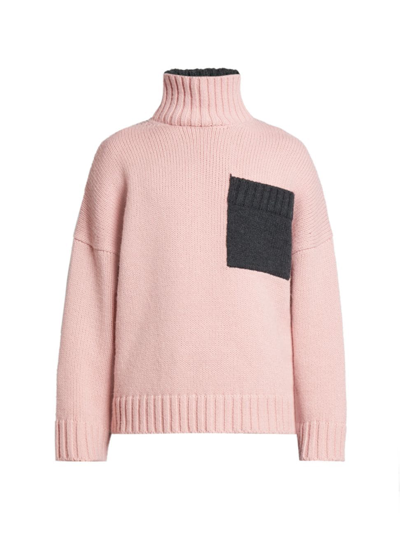 Shop Jw Anderson Men's Contrast Patch Pocket Sweater In Pink Grey