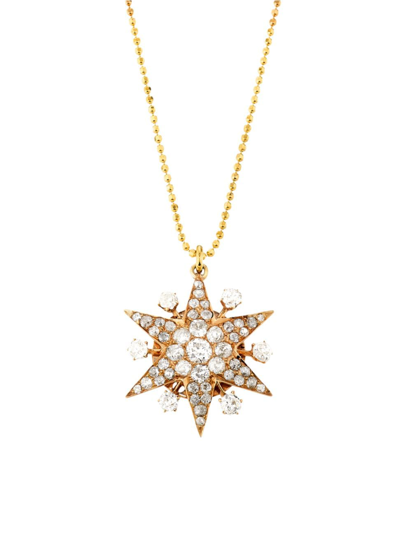 Shop Renee Lewis Women's 18k Yellow Gold & 7 Tcw Diamond Starburst Pendant Necklace