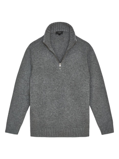 Shop Vince Men's Relaxed Quarter-zip Knit Sweater In Medium Heather Grey