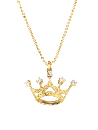 Shop Renee Lewis Women's 18k Yellow Gold & 0.5 Tcw Diamond Crown Pendant Necklace