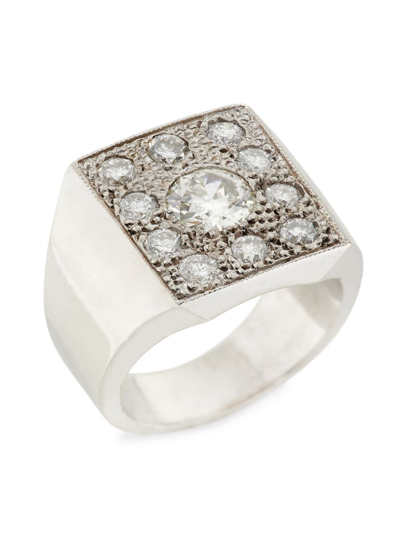 Shop Renee Lewis Women's 18k White Gold & 3 Tcw Diamond Square Ring