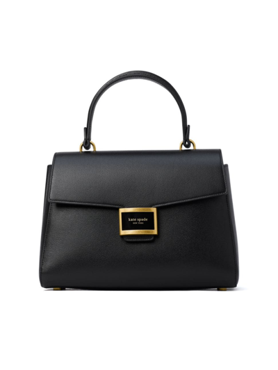 Shop Kate Spade Women's Medium Katy Textured Leather Top Handle Bag In Black