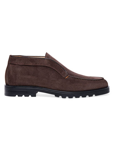 Shop Santoni Men's Suede Slip-on Chukka Boots In Brown