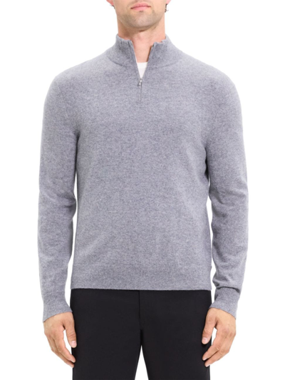 Shop Theory Men's Hilles Cashmere Quarter-zip Sweater In Derby Heather