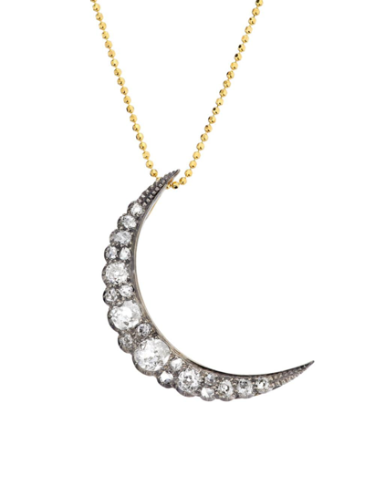 Shop Renee Lewis Women's 18k Yellow Gold & 4 Tcw Diamond Crescent Moon Pendant Necklace In Yellowgold