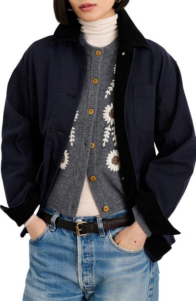 Shop Alex Mill Mel Corduroy Collar Jacket In Dark Navy