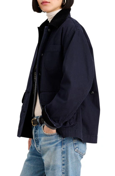 Shop Alex Mill Mel Corduroy Collar Jacket In Dark Navy