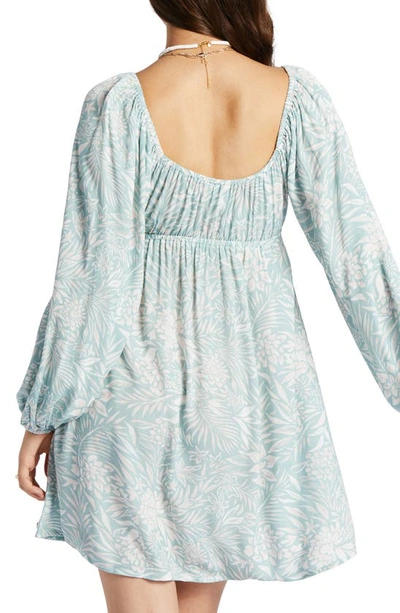 Shop Roxy Sweetest Shores Floral Long Sleeve Babydoll Dress In Blue Surf