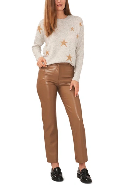 Vince Camuto Star Crewneck Sweater In Silver Hthr