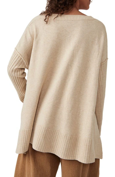 Shop Free People Orion A-line Tunic Sweater In Almond