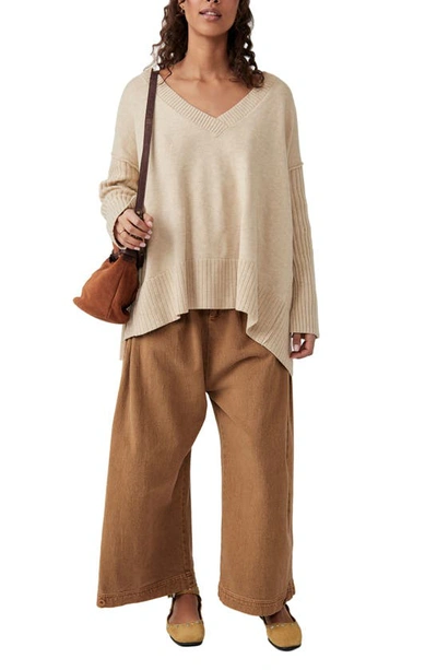 Shop Free People Orion A-line Tunic Sweater In Almond