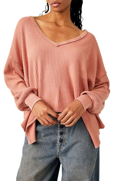 Shop Free People Coraline Balloon Sleeve Thermal Top In Autumn Glaze