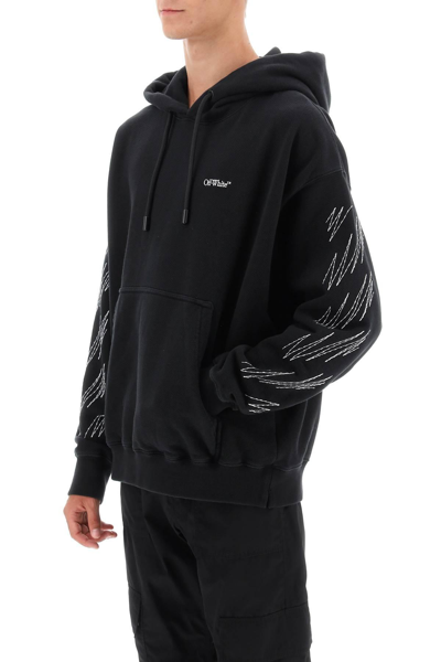 Shop Off-white Hoodie With Contrasting Topstitching In Black